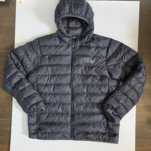 Eddie Bauer duck down dark grey black lightweight puffer jacket for men sz XL